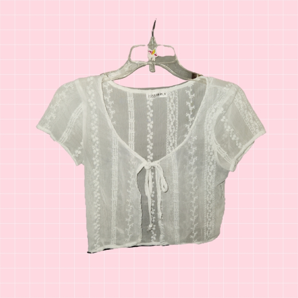 Popular 21 🦋 White Sheer Lace Shrug